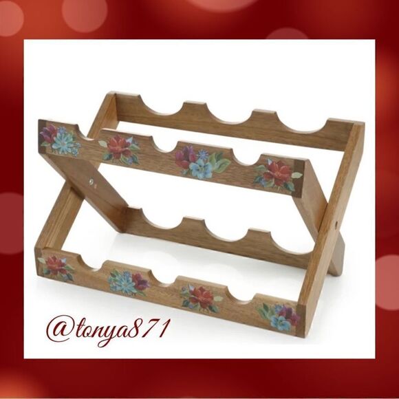 🦋 New Pioneer Woman Spring Bouquet Acadia Wine Rack/Rolling Pin Holder, 13.9” - Picture 4 of 7